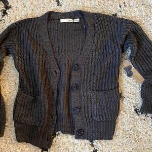 Kersh Cardigan Charcoal Gray Chunky Knit Women's Medium